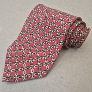 Luciano Brunelli 100% Silk Tie Equestrian‎ Horse Bits Red Gold Made in Italy